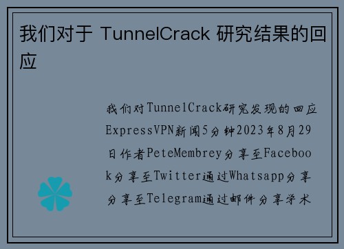 我们对于 TunnelCrack 研究结果的回应 